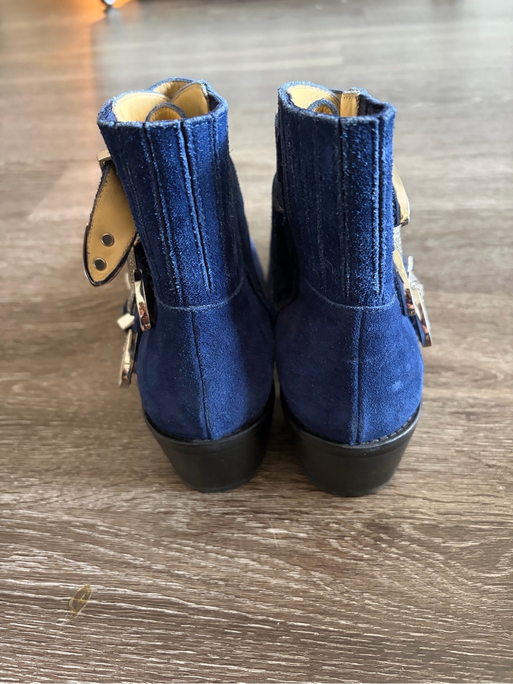TOGA Pulla Navy Suede Western Buckle Ankle Boot - Picture 4 of 7